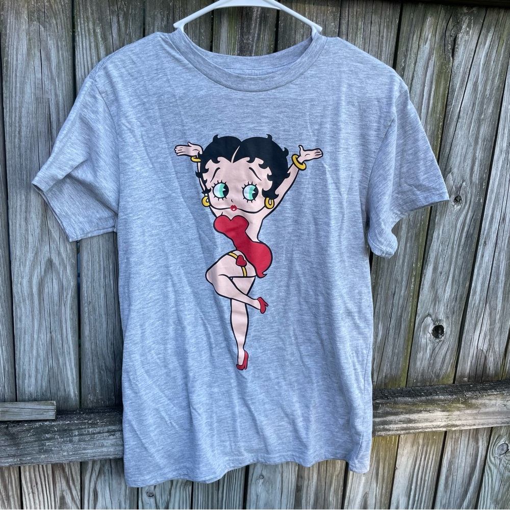 Betty Boop Gray Tee with Red and Gold Accents